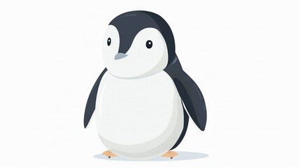 Naklejka premium Black-and-white penguin standing on white background