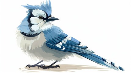   A blue-and-white bird perched atop a sheet of paper, its reflection cast below on the earth