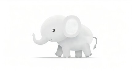 Obraz premium An elephant stands on a white surface with its trunk lifted high