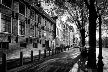 View of a empty city street during summer