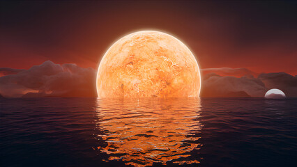 professional Sunset shot behind the sea 