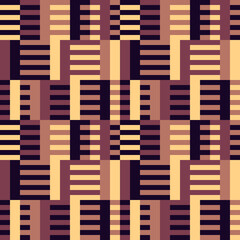 Geometric seamless pattern. Bauhaus style background. Modular grid print. Straight stripe, line, stroke, rectangle, block ornament. Trendy contemporary geo wallpaper. Modern abstract vector design