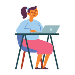 woman working with laptop on desk