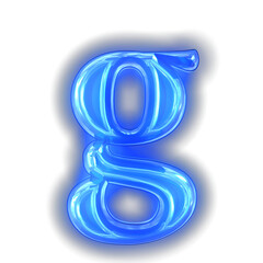 Luminous blue chamfered symbol. letter g