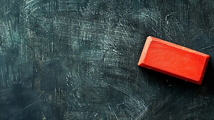 A red eraser illustrated with a blackboard in the background corner for copy space
