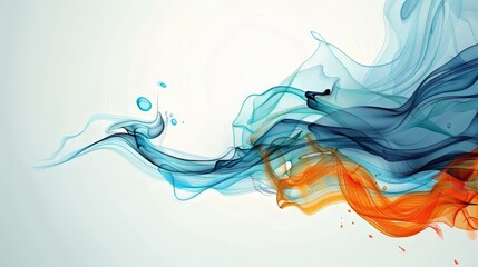 Abstract Blue and Orange Ink Swirls