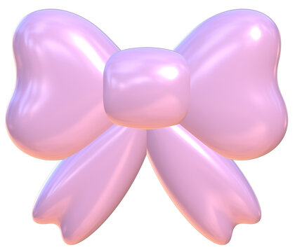 Cute 3D pink bow ribbon pastel stationery kawaii stickers illustration