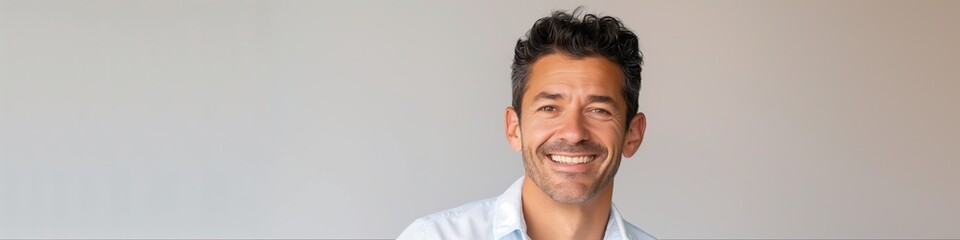 Obraz premium Cheerful and friendly mature man's portrait, isolated background. Successful businessman.