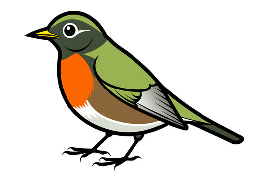 recommend clip art: American Robin different style vector illustration line art