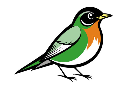 recommend clip art: American Robin different style vector illustration line art