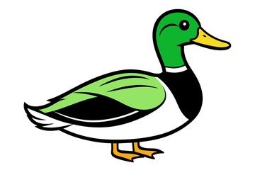 Mallard Duck different style vector illustration line art 