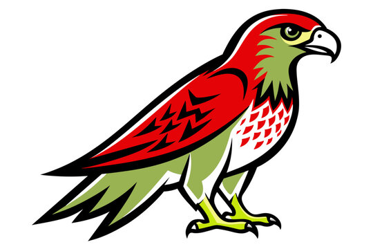 recommend clip art: Red-tailed Hawk different style vector illustration line art