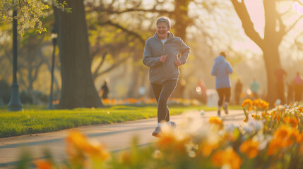 Obraz premium Senior Vitality: Outdoor Exercise Adventure