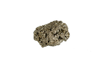 pyrite mineral stone macro on white background