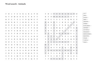Word search - Animals