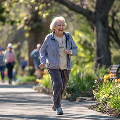 Obraz premium Elderly Vitality: Sunny Park Workout