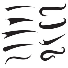 Obraz premium Swoosh and swash typography tails shape. Underline retro swoop wave line for athletic tshirt. Vector strockes set