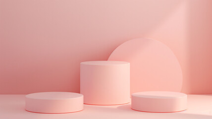 Sets Composition of steps realistic Minimal background. simple podium  peach fuzz color background environment with copy space for product presentation. 3d rendering illustration.