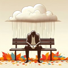 Sad mode, young man, vector 