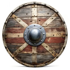 Fototapeta premium Wikingerschild auf weißem Hintergrund