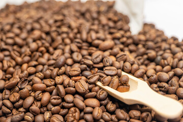 Aromatic Coffee Beans Heap CloseUp