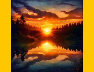 sunset over the lake