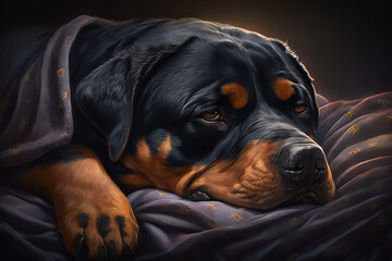 Rottweiler dog sleeping