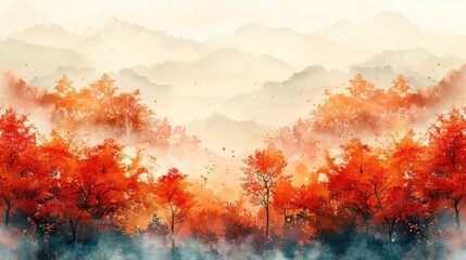 Autumn Elegance: Abstract Watercolor Fall Background in Web Banner Format