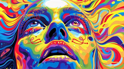 Abstract Colorful Woman Portrait