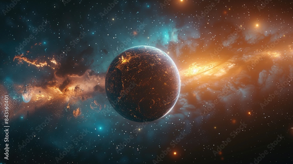 Wall mural an imaginary celestial body in the vast expanse of the universe