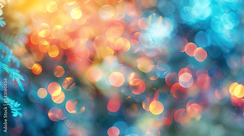 Poster abstract blurred background with colorful bokeh lights.
