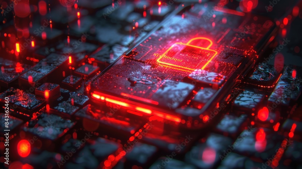 Aufkleber scam warning fraud danger alert security technology crime network spam attention online on 3d risk c