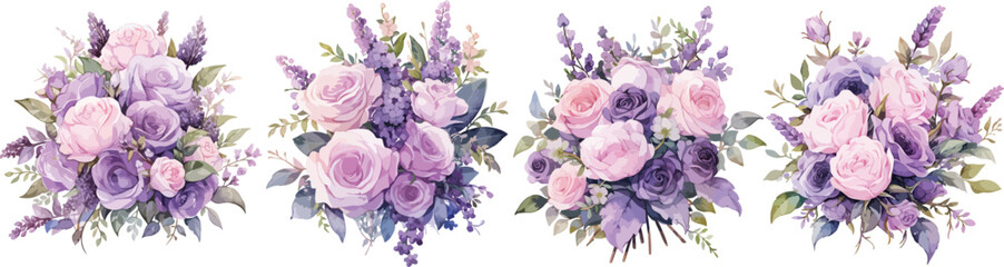 bouquet rose and lavender clipart vector for graphic resources   © dian's
