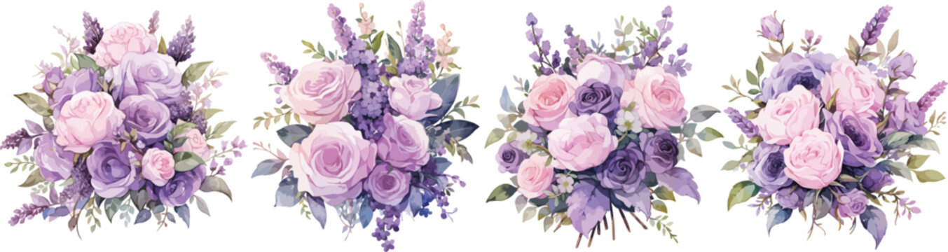 bouquet rose and lavender clipart vector for graphic resources	
