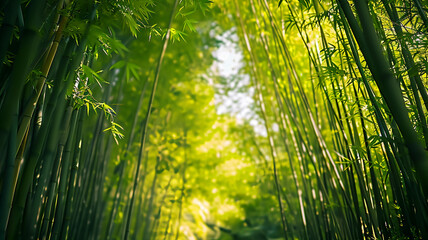 Bamboo forest and sunlight background, AI Generative