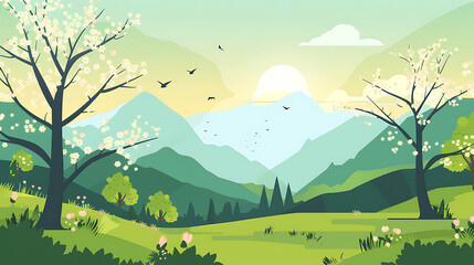Fototapeta premium flat landscape illustration