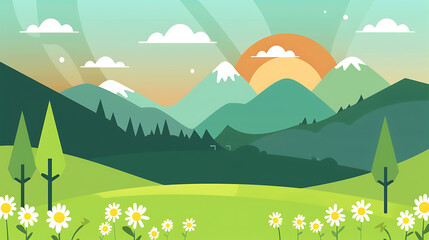 Naklejka premium flat landscape illustration