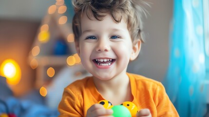 This adorable toddler is all smiles! The perfect image to capture the joy of childhood.