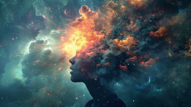 Creative expression of the collective mind in vibrant concept art with abstract explosion of imagination