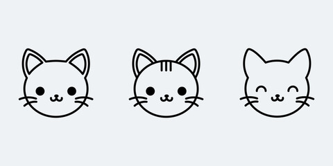 Set icon cat symbol simple outline vector design