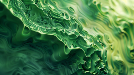 an abstract green texture with intricate, organic shapes and fluid lines, wide