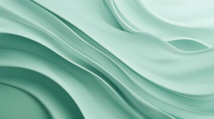 Abstract green fabric layers on a light background. Artistic texture and fluid design for wallpaper and background.
