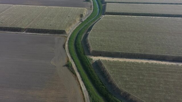 Aerial video over banana plantations in Jisr az Zarqa Israel