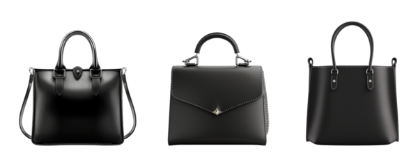 set collection of women handbag purse isolated on transparent background, cut out