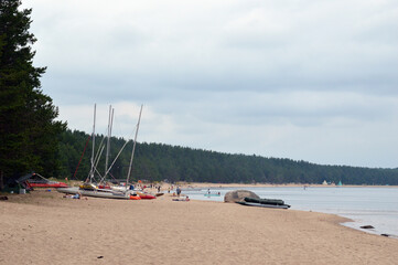 Shore of Lake Ladoga at summer day.
