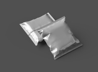 Packaging mockup template for a square polyethylene bag for food on a dark background. 3d render