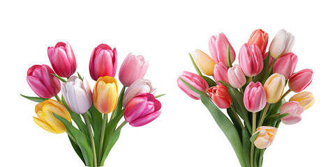 bouquet tulip flower for wedding, isolated on transparent background, cut out
