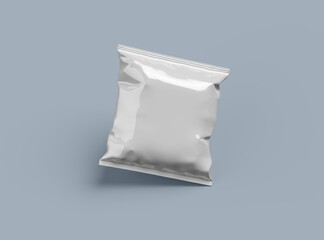 Naklejka premium Packaging mockup template for a square polyethylene bag for food on a light background. 3d render