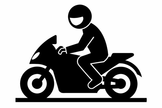 recommend clip art:  A man with helmet sitting on a racing motorcycle, mascot vector logo, silhouette black color
