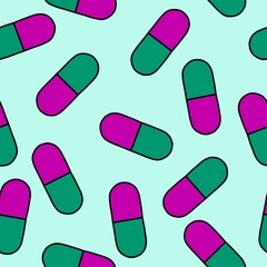 Medicine pills seamless cartoon doctors care pattern for wrapping paper